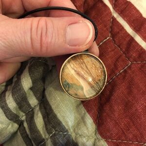 Round Pendant Necklace with Black Cord